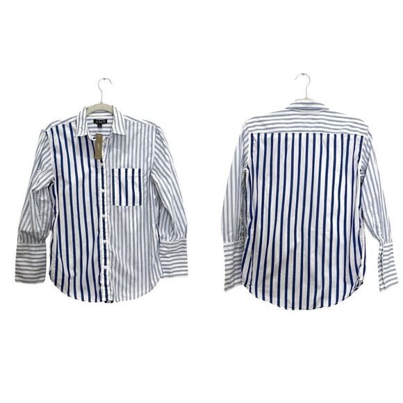 NWT J CREW Garçon shirt in cocktail stripe cotton poplin REGAL BLUE MIXY STRIPE - Picture 7 of 8